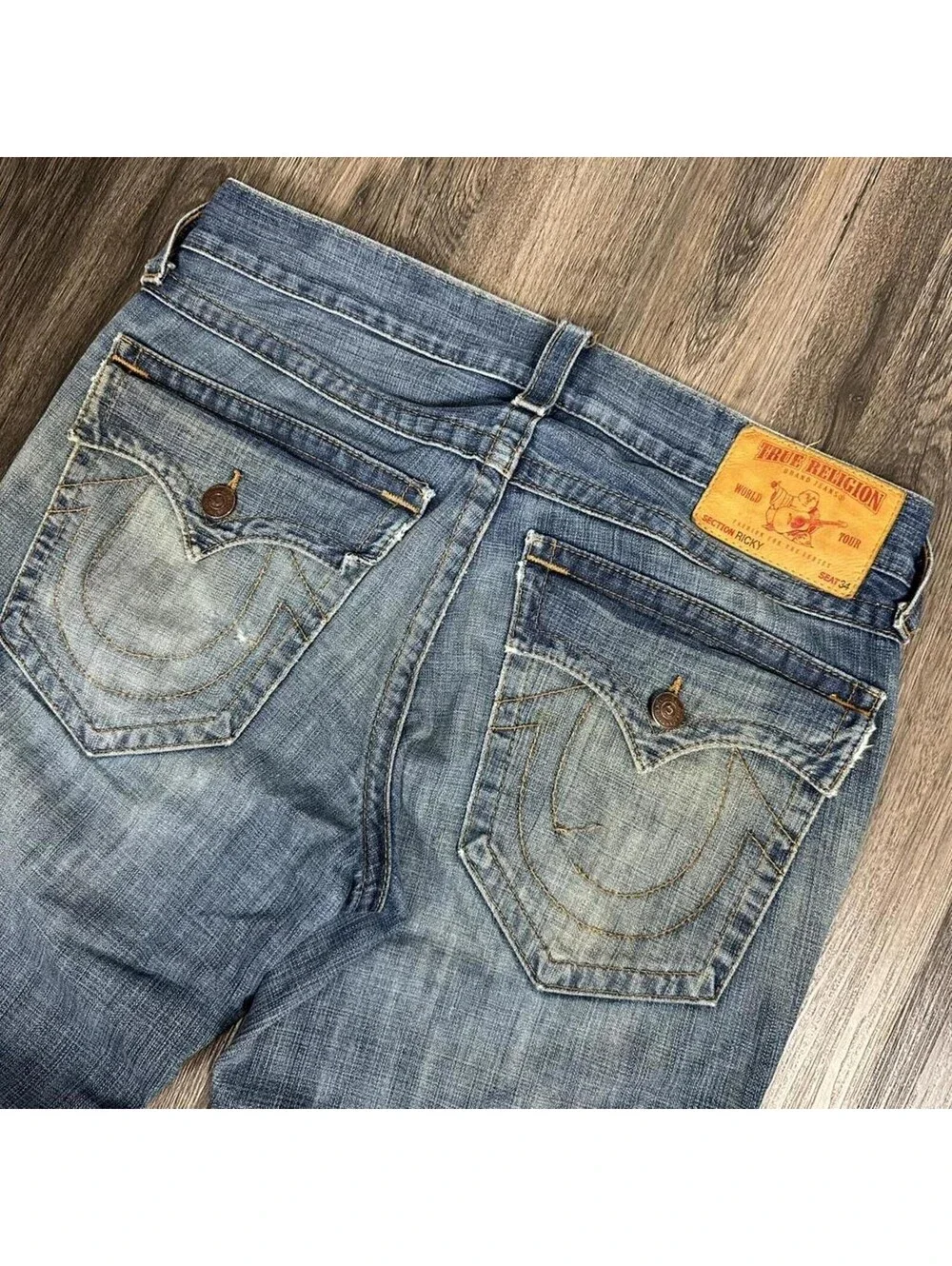 Y2K True religion loose Bootcut grunge faded distressed jeans Men 36x31